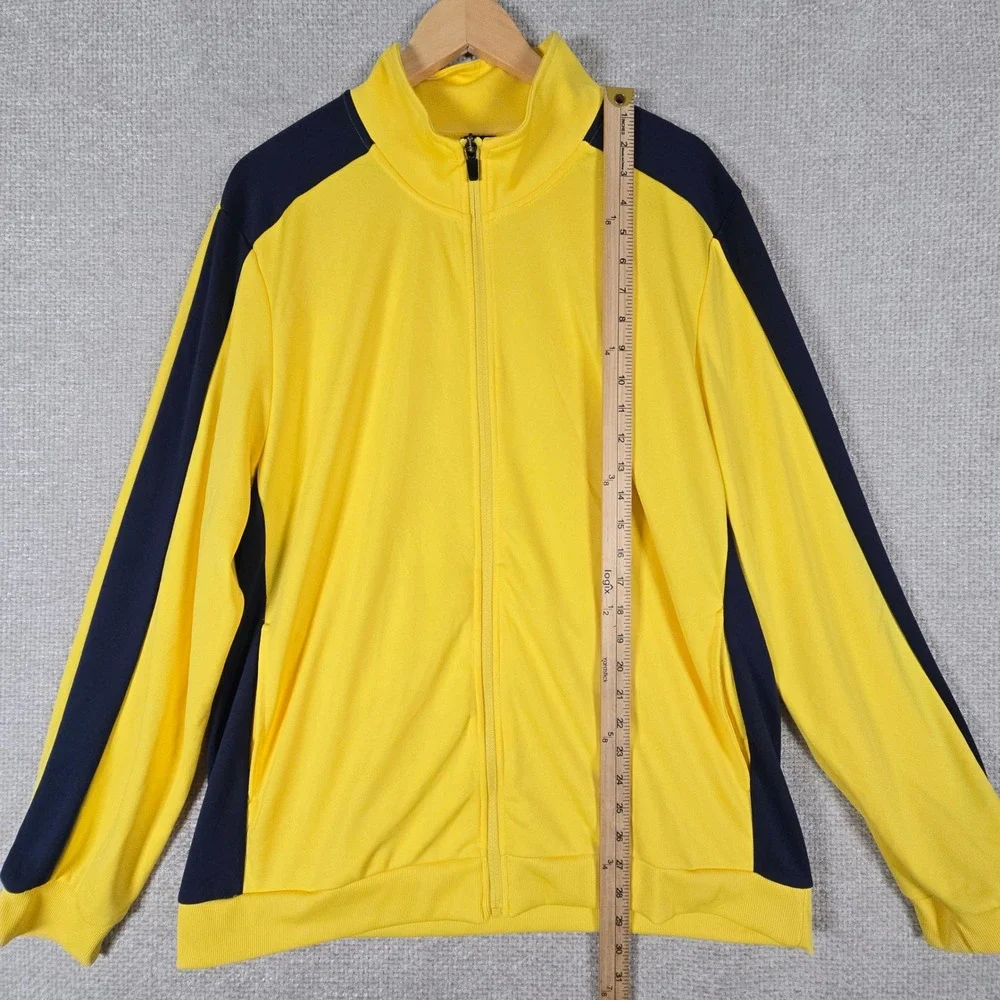 Ideology Mens‎ XL Yellow Navy Blue Striped Full Zip Track Jacket Activewear
